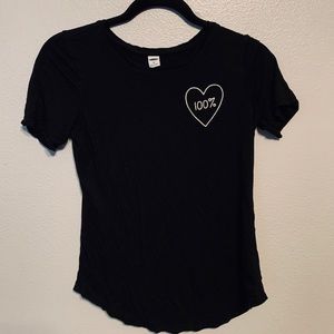 Super Soft Embroidered 100% Heart Shape T-shirt XS